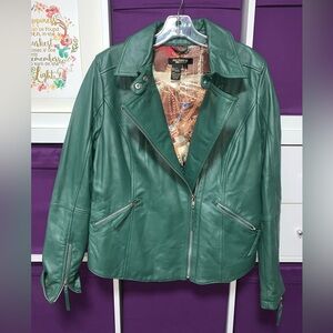 Twiggy London Green Leather Jacket L